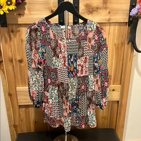 Floral & Ivy Floral Themed Patchwork Blouse - Picture 1 of 12